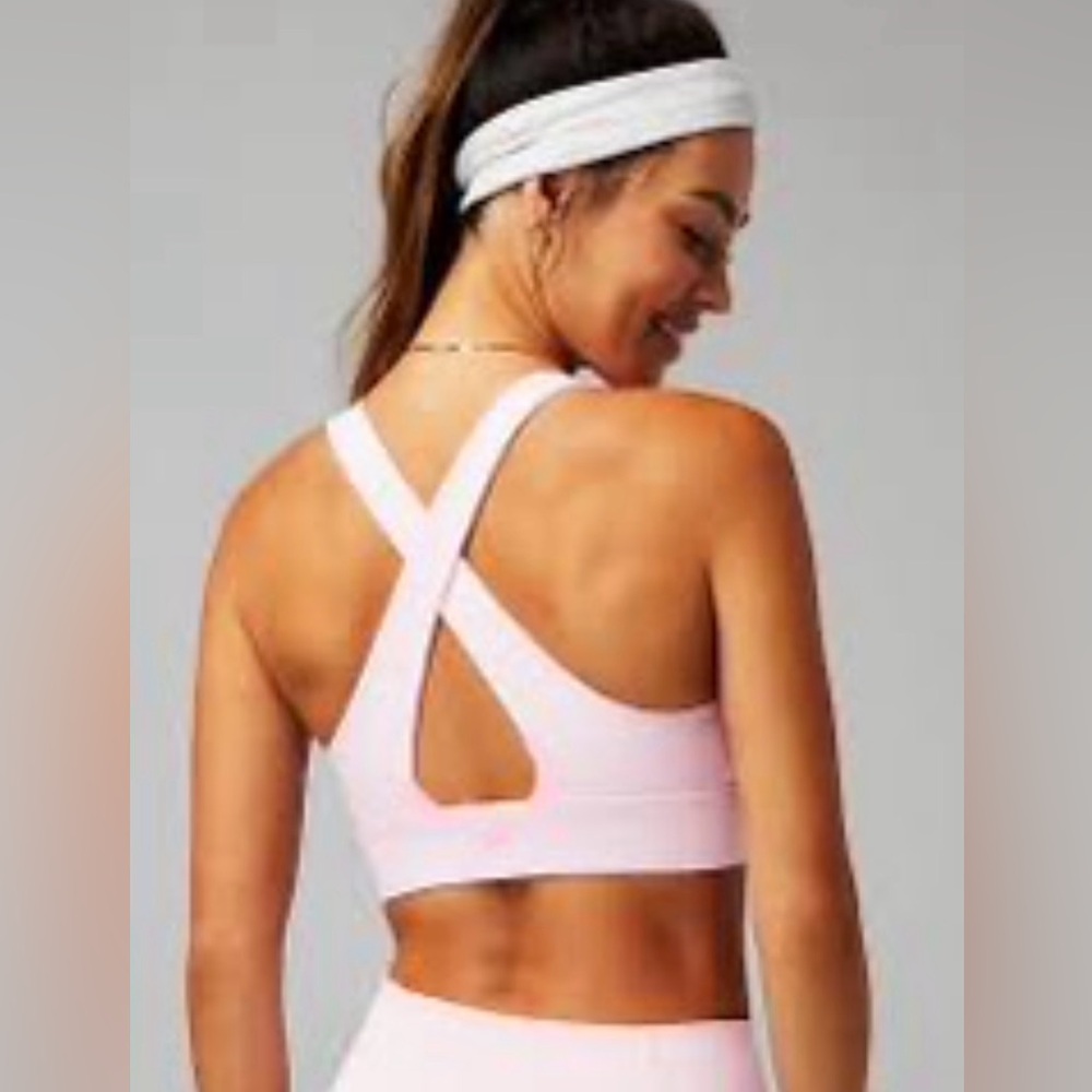 KAVALA POWDERPINK CROSS BACK SPORTS FITNESS BRA TANK TOP~STRETCH BREATHABILITY L